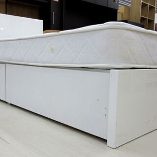 シングルベッド 幅98×奥202.5×高85㎝ 2つ収納付き エナメル