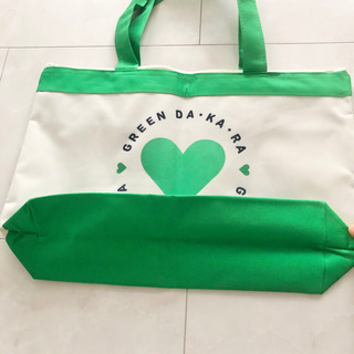 【ネット決済・配送】かわいい　トートバッグ　エコバッグ　グリーン　ダカラ　ハンドバッグ　ショルダーバッグ　大サイズ　便利　地球に優しい　大 Cute tote eco bag green DAKARA handbag shoulder bag medium size convenientの画像