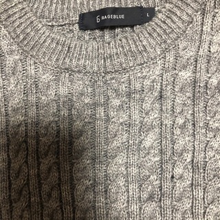 RAGEBLUE グレーケーブル編みニット★Lサイズの画像