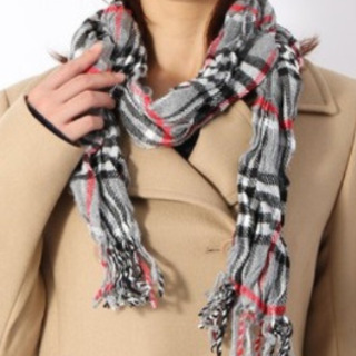 【UMBERTO FORNARI】ヴィスコース×ウール チェック柄ワッシャーマフラーの画像