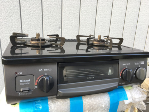 ■リンナイ ガスコンロ LPガス用 2020年12月製 KG34NBKR■Rinnai プロパンガステーブル