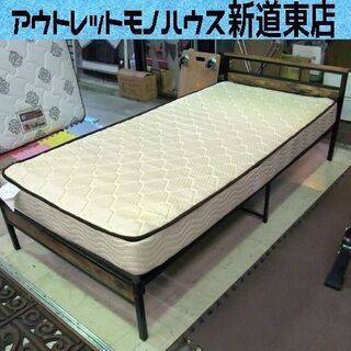 アイアンフレーム シングルベッド 片面マットレス付き インダストリアル風 札幌市東区 新道東店