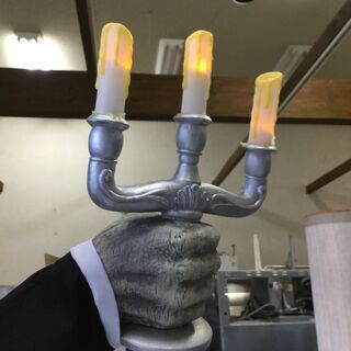 ハロウィン人形 ゾンビ 等身大 ろうそく ウェイター 店舗用 業務用 お化け屋敷の画像