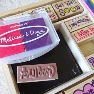 USED アメリカ【Melissa & Doug】女の子用 スタンプ10個セット 英語 レッスンの画像
