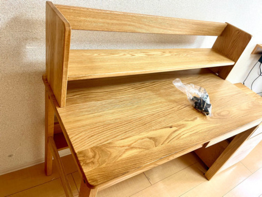 無印良品  オーク無垢材デスク（引出・足元棚付）