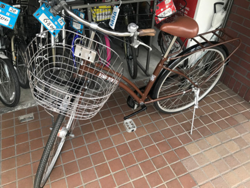 27インチ　外装6段変速　ledオートライト　さびにくいステンレスかご付き　茶色