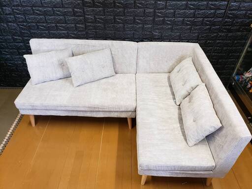【未使用・訳アリ】カバーリング ソファダイニング・右肘アームソファ＋２Ｐ＋・グレー・4727