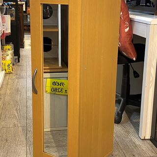 ミラー付 スリムシューズボックス 隙間収納 5段 ベージュ★買取...