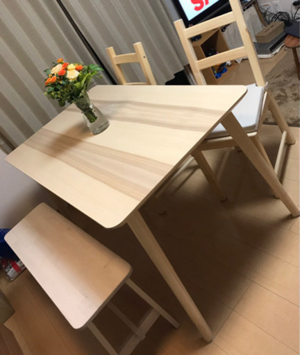 美品【IKEA】テーブル＆チェア＆ベンチ　ダイニングセット6/27〜29お渡し予定