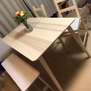 美品【IKEA】テーブル＆チェア＆ベンチ　ダイニングセット6/2...