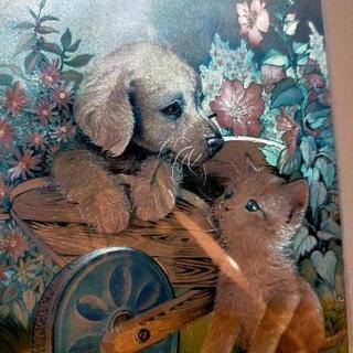 猫と犬の飾りの画像