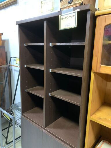 ★来店限定★▽オープンラック　ブラウン　木製　収納家具　キズ有