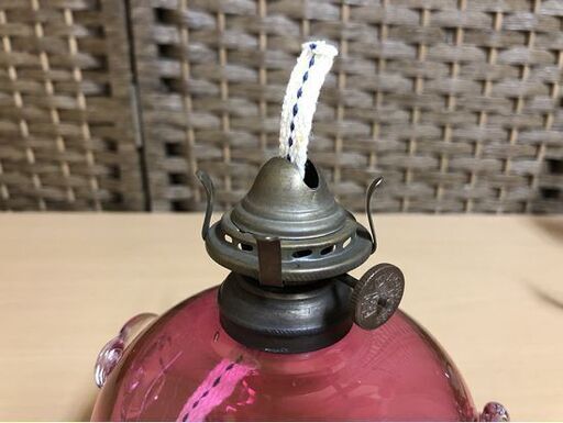 北一硝子 オイルランプ 灯油ランプ 石油ランプ ピンク ガラス 電気バーナー付き電気ランプで使用可 バラランプ 現状品 ☆ PayPay(ペイペイ)決済可能 ☆ 札幌市 白石区 東札幌 ☆ アウトレットモノハウス