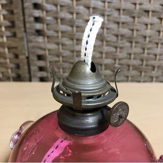 北一硝子 オイルランプ 灯油ランプ 石油ランプ ピンク ガラス 電気 