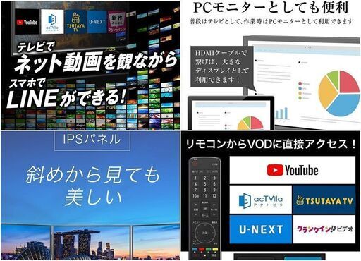 【配送・設置無料】★新品・未開封★ハイセンス/Hisense【 32V型 ハイビジョン液晶テレビ】IPSパネル ネット動画対応 外付けHDD裏番組録画対応 32N20