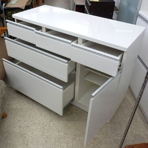訳アリ】 キッチンカウンター 幅119.5cm 食器棚 ホワイト 白 札幌 西野店