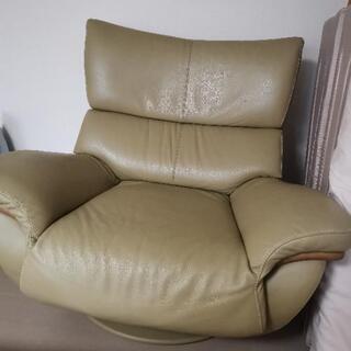 カリモク 本革ソファー(オットマン付き)