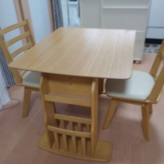 二人用ダイニングテーブルセット【伸縮テーブル】
