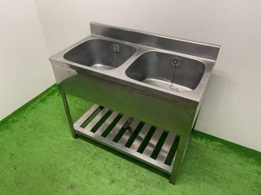 訳あり　業務用　ステンレス　２槽シンク流し台　店舗　飲食店　W９００ｘＤ４５０ｘＨ７４０ｍｍ