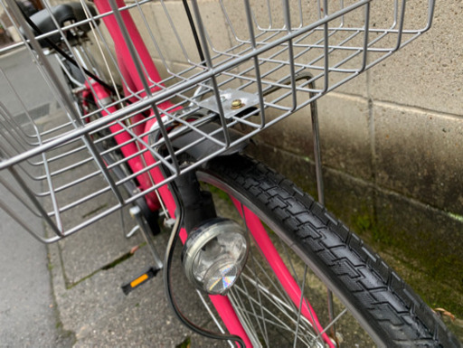 【中古自転車】26インチ変速なし　ピンク　前カゴ新品❗️若林自転車　膳所店　SALE中❗️