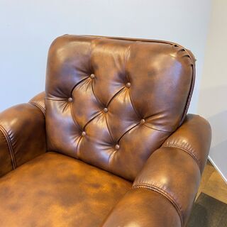 オールドカリモク karimoku ソファ ヴィンテージ 本革 茶 1シーター