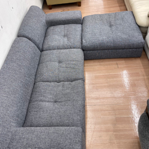 3人掛けソファ　ローソファ  オットマン付き（上代57990円）?自社配送時?代引き可?(現金、クレジット、スマホ決済対応)