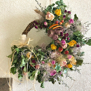 ユーカリと薔薇のガーデンリース