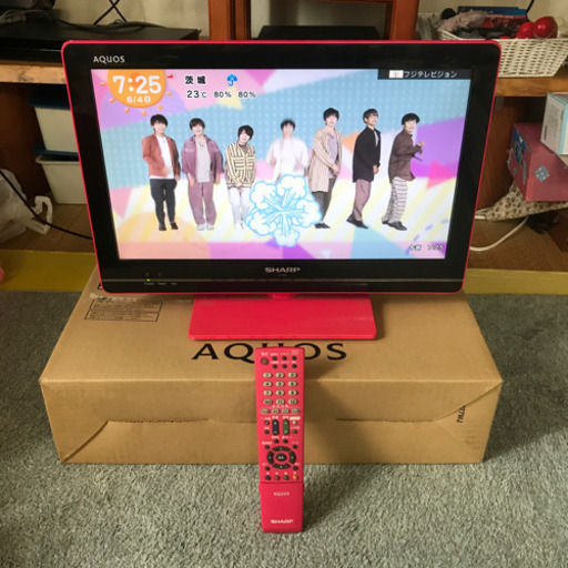 シャープ19インチ液晶テレビLC-19K5ピンク【正常動作品・スタンド有】