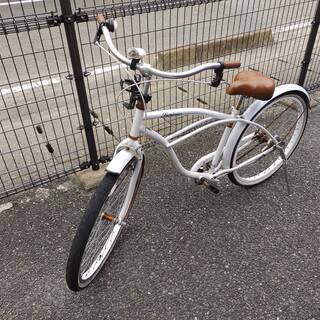 【現状品】自転車　26インチ　ビーチクルーザー風のノーブランド　...