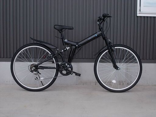 【新品(展示品)!!】フルサスペンション搭載・折りたたみマウンテバイク(26inch/6段ギア/ダブルサス/MTBタイプ)・AJ-02N(ブラック)