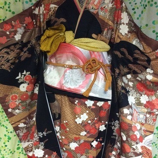 浴衣3点セット　黄色の画像