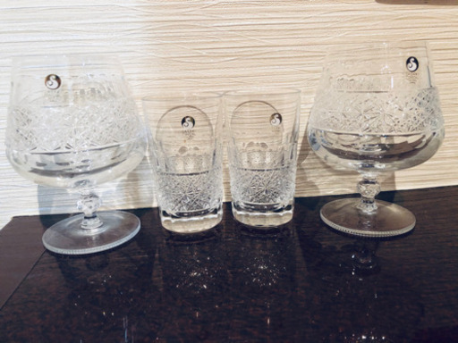 未使用　高級sasaki crystal グラス４個　2客　2セット