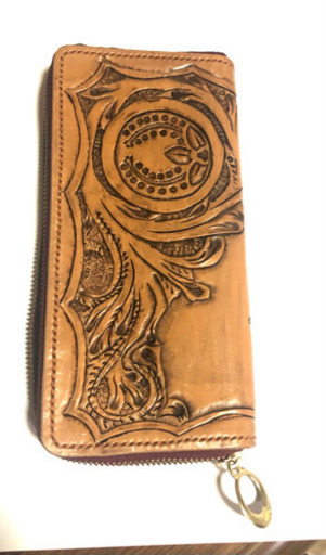 財布　長財布　本革　カービング　ハンドメイド
