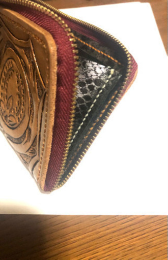 財布　長財布　本革　カービング　ハンドメイド