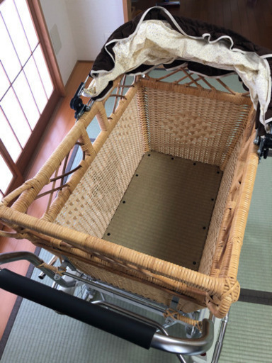 美品! レトロ 籘製 乳母車