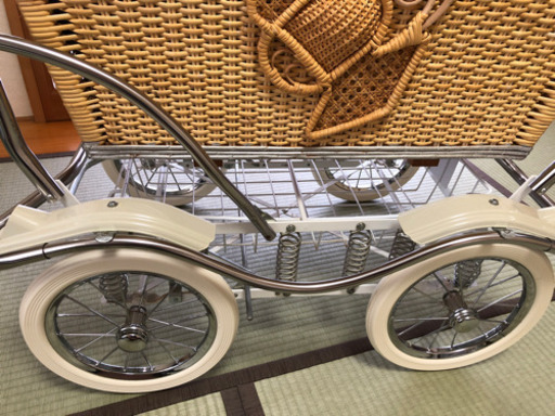 美品! レトロ 籘製 乳母車