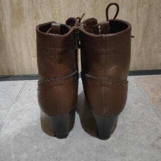 ショートブーツ レースアップブーツ 茶色 3Lの画像