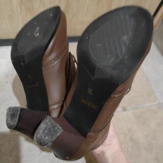 ショートブーツ レースアップブーツ 茶色 3Lの画像