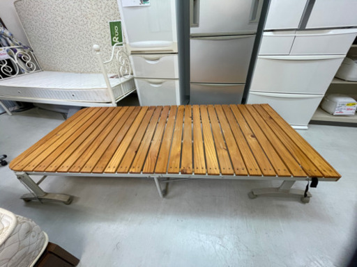 【リサイクルサービス八光　田上店　配達・設置OK】ベージュ　シングル折りたたみベッド