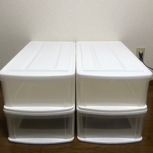 【4点セット】衣装ケース　収納　チェスト　押し入れ収納　クローゼット　クリアケース　ロングチェスト