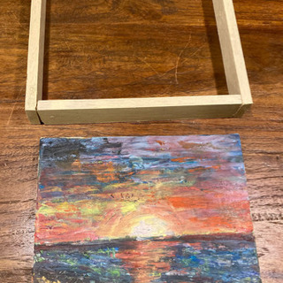 油絵　海辺の夕暮れor日の出の画像