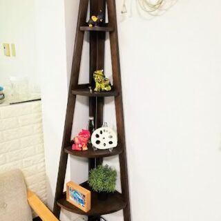 木製5段コーナーラック(ウッドラック) ブラウン