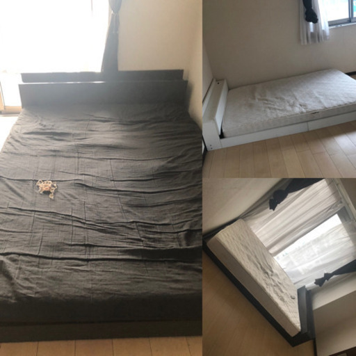 引っ越しにつきダブルベット、イス、棚など一式40000円で。