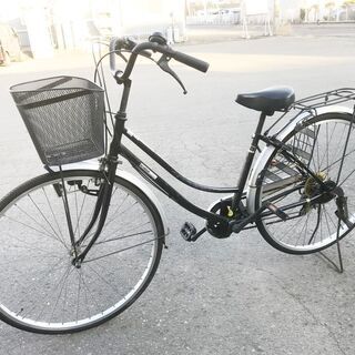 札幌市◆ シティサイクル 自転車 / 27インチ /6段変速■ フロント バスケット 付き / カゴ ママチャリの画像