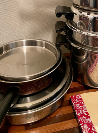 クイーンクックステンレス鍋セット　取扱説明書付　オフィシャルレシピ本付き