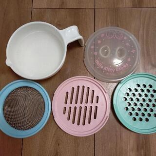 離乳食作りセット☆キティちゃん調理器具 マッシャー＆麺カッター おやつケースの画像