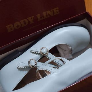 値下げ　24.5cm　未使用　ロリータ風　ストラップシューズ　水色　BODYLINE　引取り限定の画像
