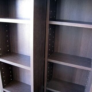 ☆ スライド式本棚 棚板幅調節可能 幅55×奥行29×高さ85㎝ ブラウン/茶色 収納棚 棚 スライドレール 札幌 北20条店の画像