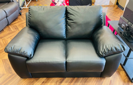 ★中古品　ブラック2人掛けソファー