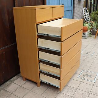 無印良品 オーク材 チェスト 6段 ワイド 脚付き 6段チェスト 無印良品